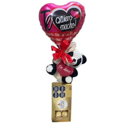 Bombones rocher con peluche y globo